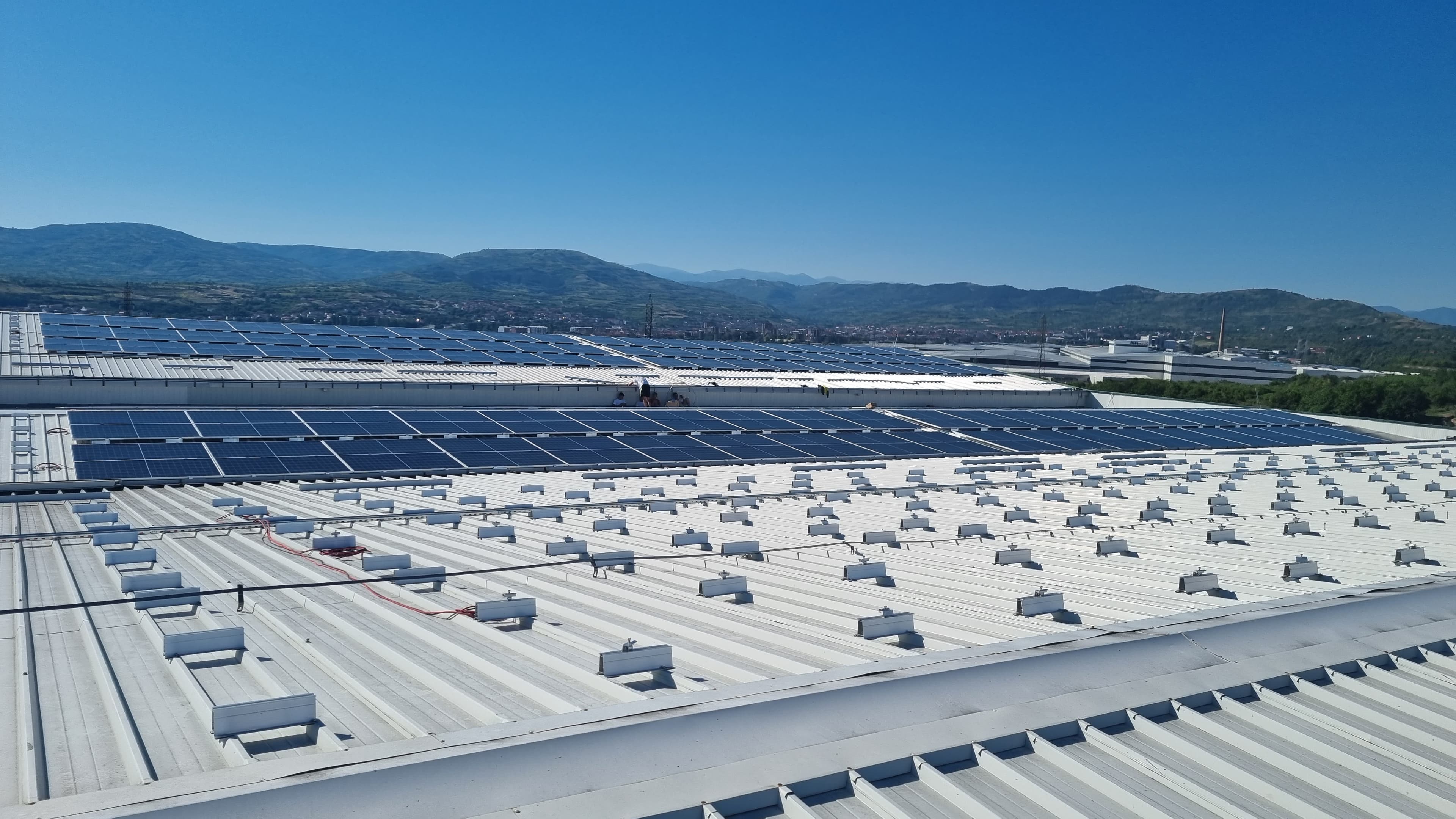 Completed rooftop solar panel installation